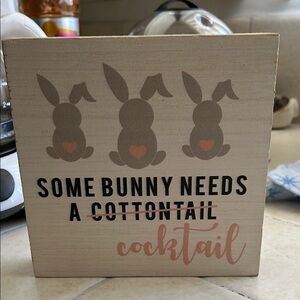 Easter Bunny Cocktail wooden Sign New